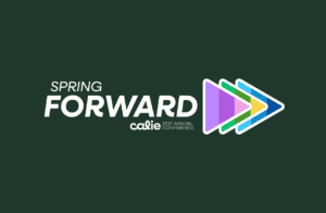 Spring Forward 2027 logo on evergreen background